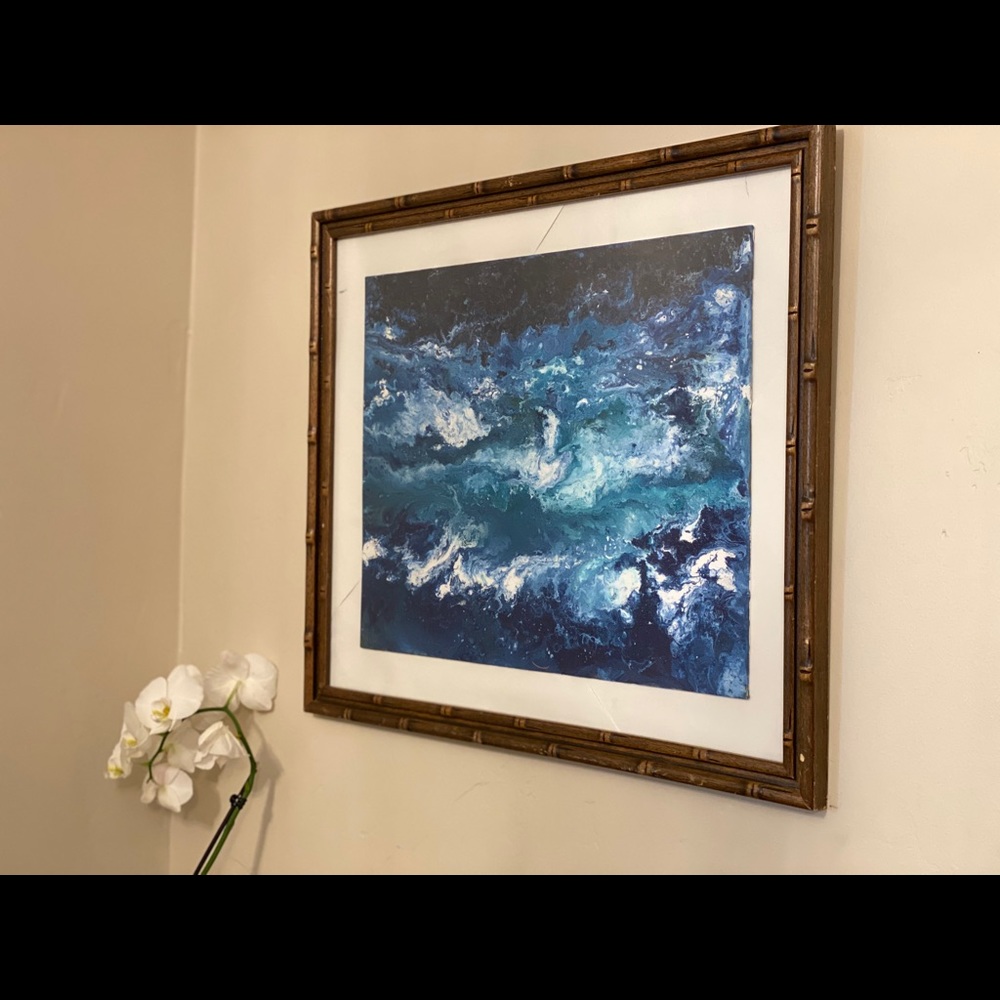 Acrylic painting original art work Ocean at night hand painted seascape waves